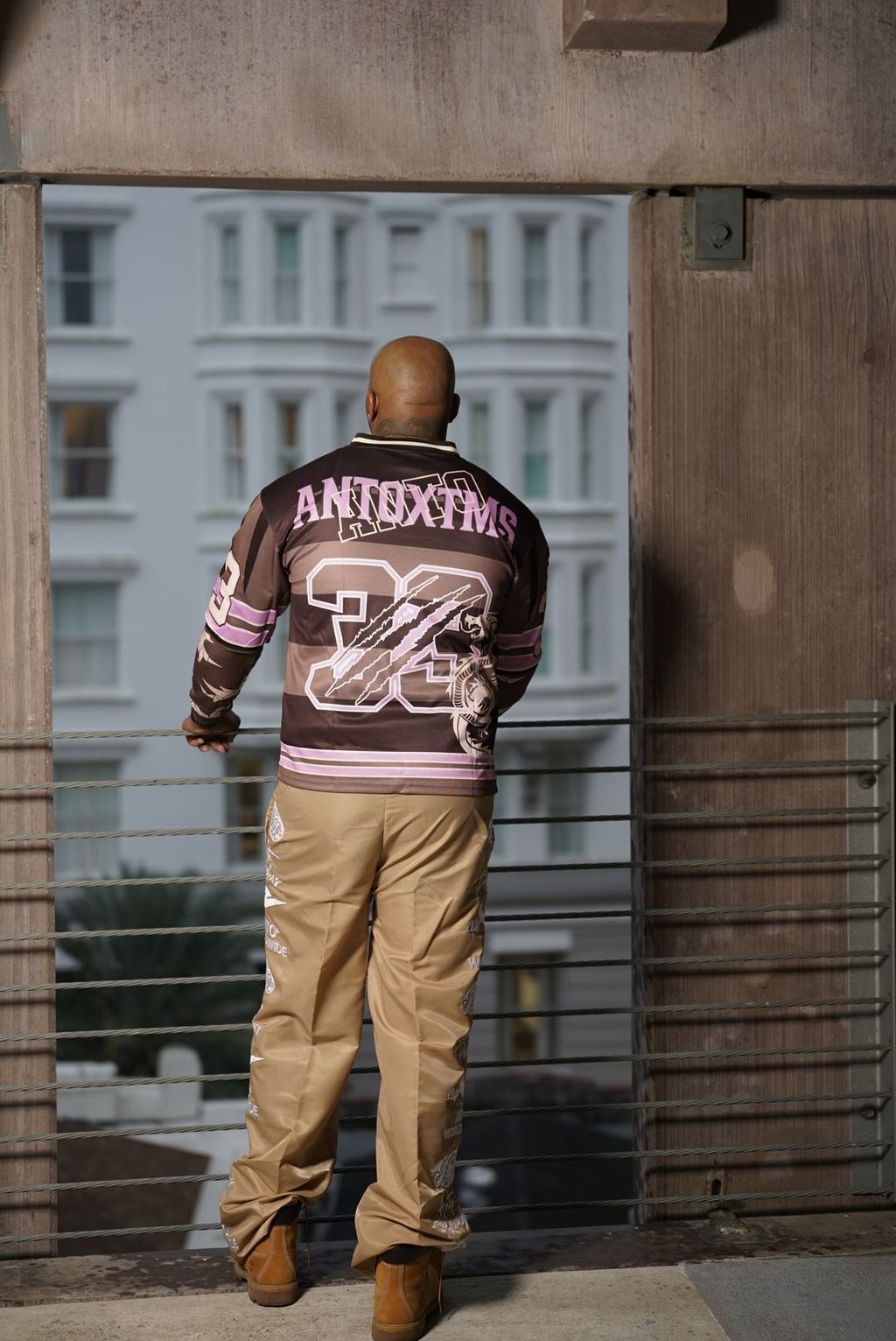 DOUBLE L/S FOOTBALL MESH JERSEY (BROWN/PINK)