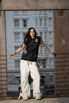 DISTRESSED BEAST KNITTED VEST 'BLACK'