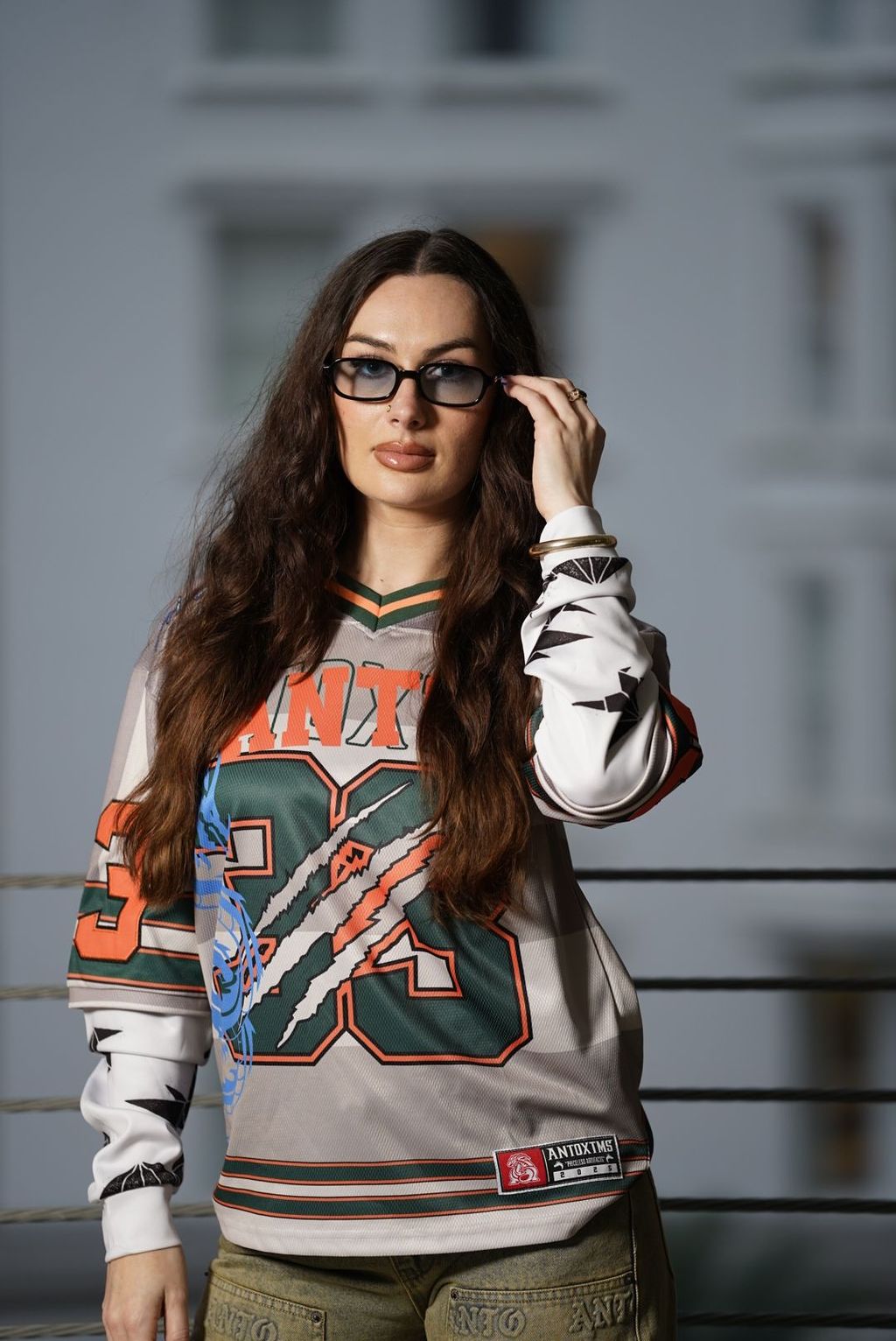 DOUBLE L/S FOOTBALL MESH JERSEY (NUDE/GREEN)