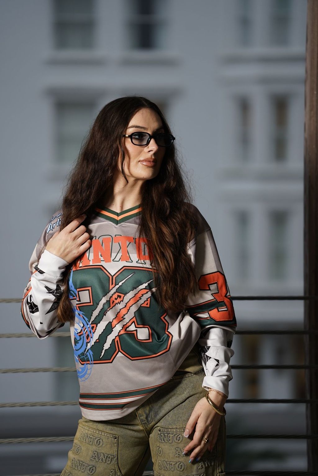 DOUBLE L/S FOOTBALL MESH JERSEY (NUDE/GREEN)