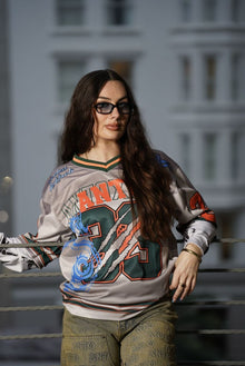 DOUBLE L/S FOOTBALL MESH JERSEY (NUDE/GREEN)