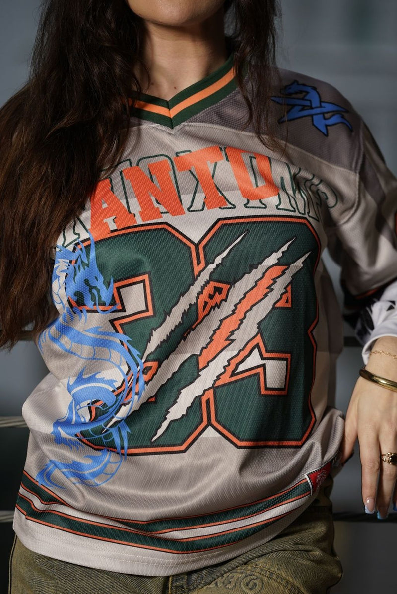 DOUBLE L/S FOOTBALL MESH JERSEY (NUDE/GREEN)