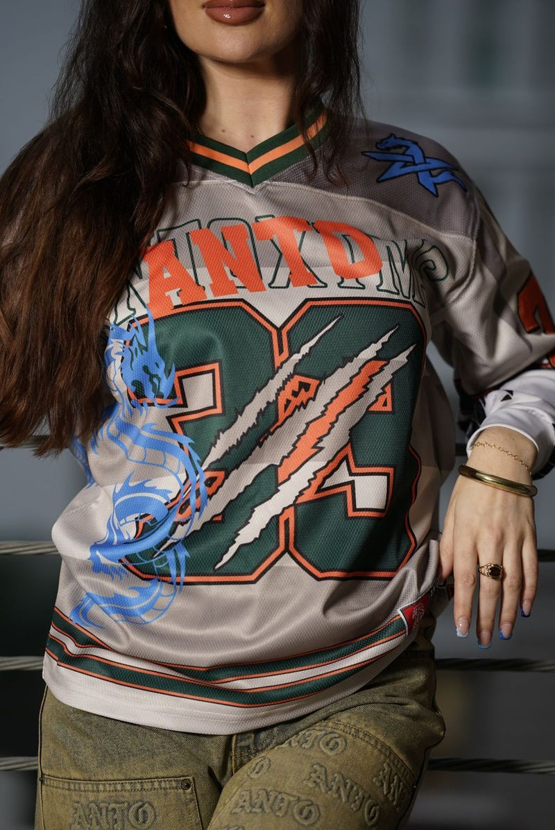 DOUBLE L/S FOOTBALL MESH JERSEY (NUDE/GREEN)