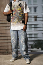 FLORAL LIGHTWASH EMBROIDERED DENIM JEANS