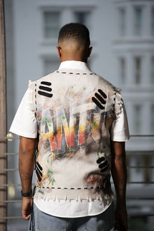 DISTRESSED BEAST KNITTED VEST 'GREY'