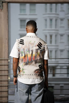 DISTRESSED BEAST KNITTED VEST 'GREY'