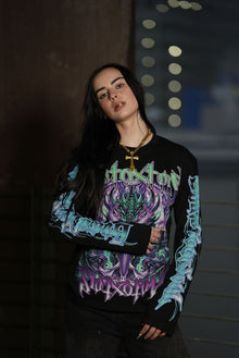 GYS FLAME DRAGON L/S SHIRT 'BLK x ELECTRIC BLUE'