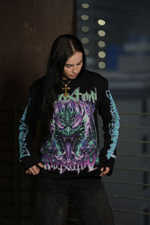 GYS FLAME DRAGON L/S SHIRT 'BLK x ELECTRIC BLUE'