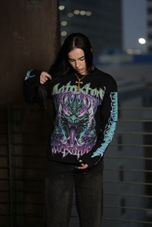 GYS FLAME DRAGON L/S SHIRT 'BLK x ELECTRIC BLUE'