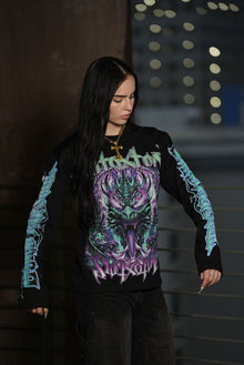 GYS FLAME DRAGON L/S SHIRT 'BLK x ELECTRIC BLUE'