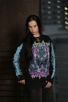 GYS FLAME DRAGON L/S SHIRT 'BLK x ELECTRIC BLUE'