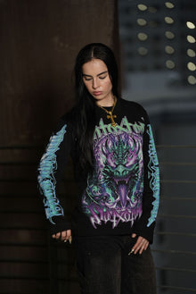 GYS FLAME DRAGON L/S SHIRT 'BLK x ELECTRIC BLUE'