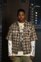 ANTO 'PRICELESS' PLAID S/S BUTTON SHIRT - BROWN