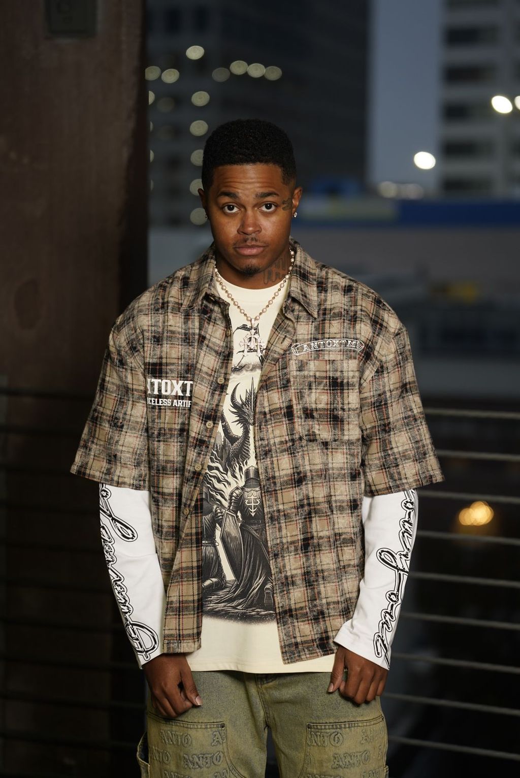 ANTO 'PRICELESS' PLAID S/S BUTTON SHIRT - BROWN