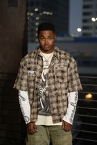 ANTO 'PRICELESS' PLAID S/S BUTTON SHIRT - BROWN