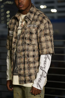 ANTO 'PRICELESS' PLAID S/S BUTTON SHIRT - BROWN