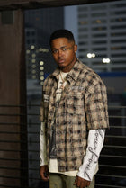 ANTO 'PRICELESS' PLAID S/S BUTTON SHIRT - BROWN