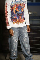 FLORAL LIGHTWASH EMBROIDERED DENIM JEANS