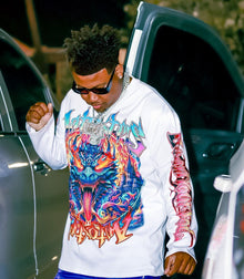 GYS FLAME DRAGON L/S SHIRT 'WHITE x FLAME RED'