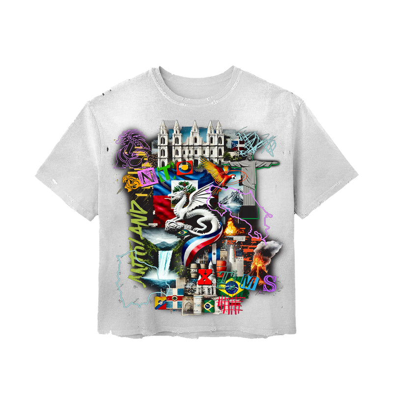 'Antoworld Collage' S/S Vintage Cut Shirt - WHITE