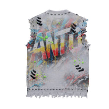 DISTRESSED BEAST KNITTED VEST 'GREY'