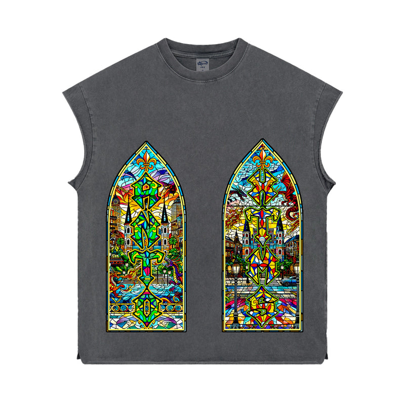 Mosaic 'ANTOWORLD' Sleeveless Shirt - GREY