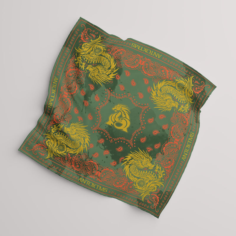 PAISLEY DRAGON SPLASH BANDANA - SAIGE x YELLOW 33x34