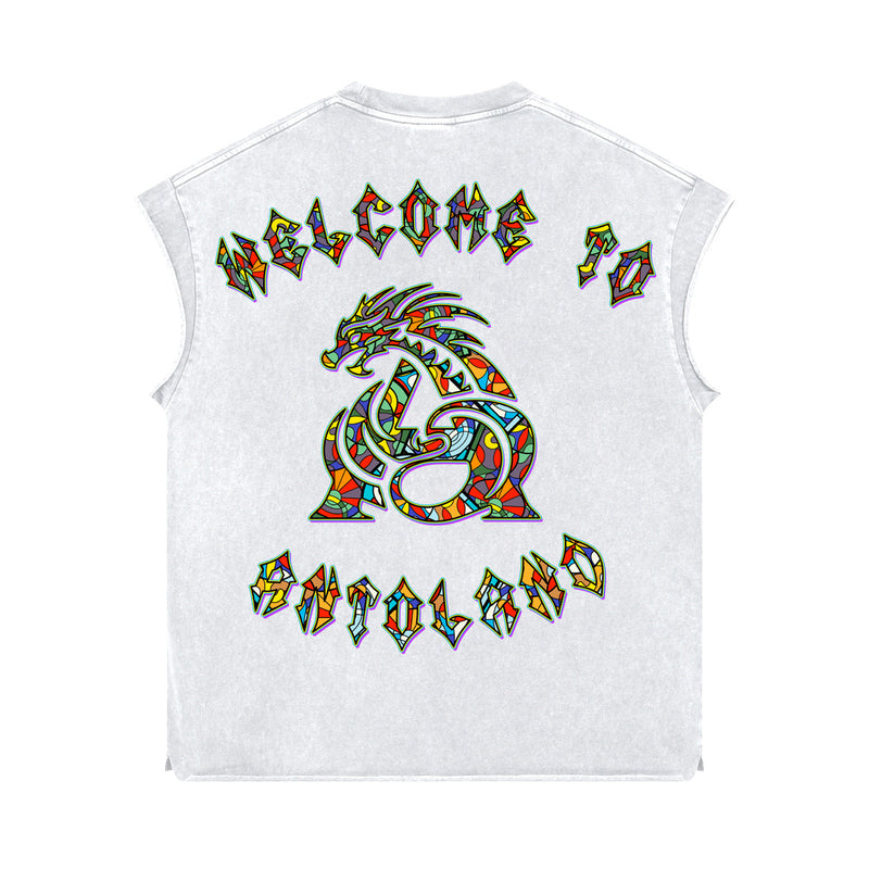 Mosaic 'ANTOWORLD' Sleeveless Shirt - WHITE