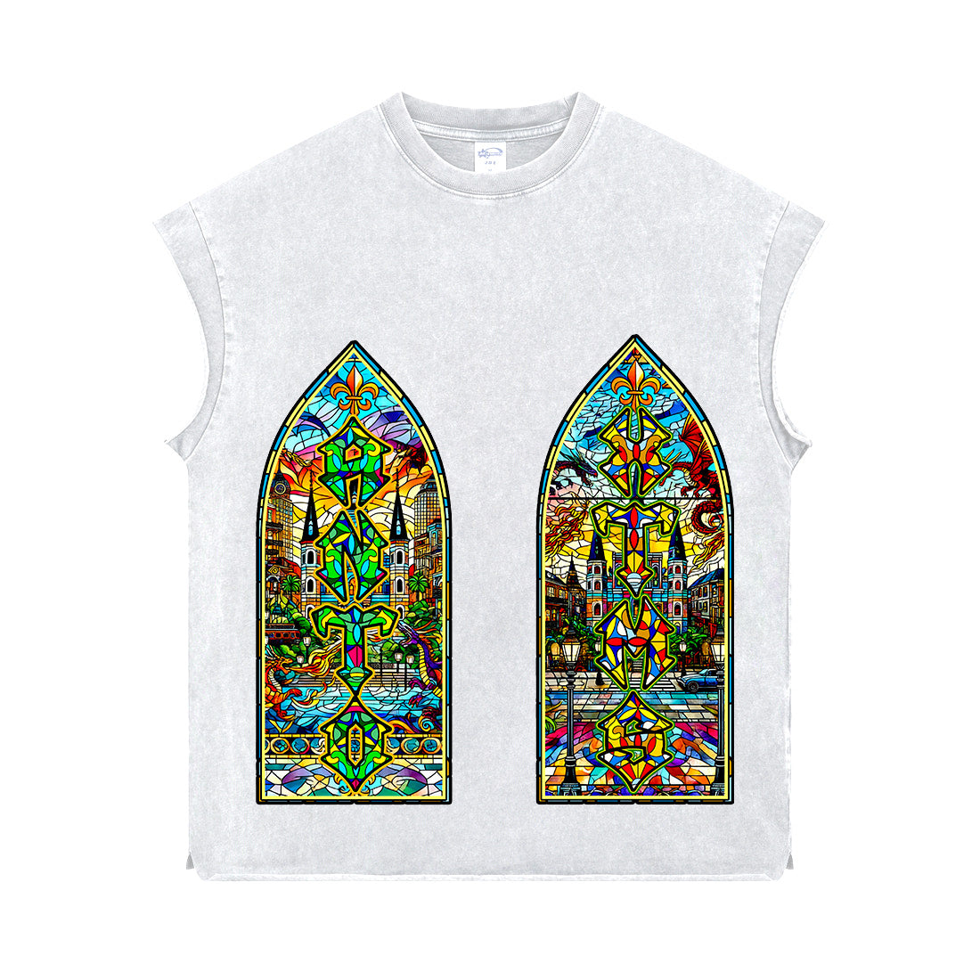 Mosaic 'ANTOWORLD' Sleeveless Shirt - WHITE