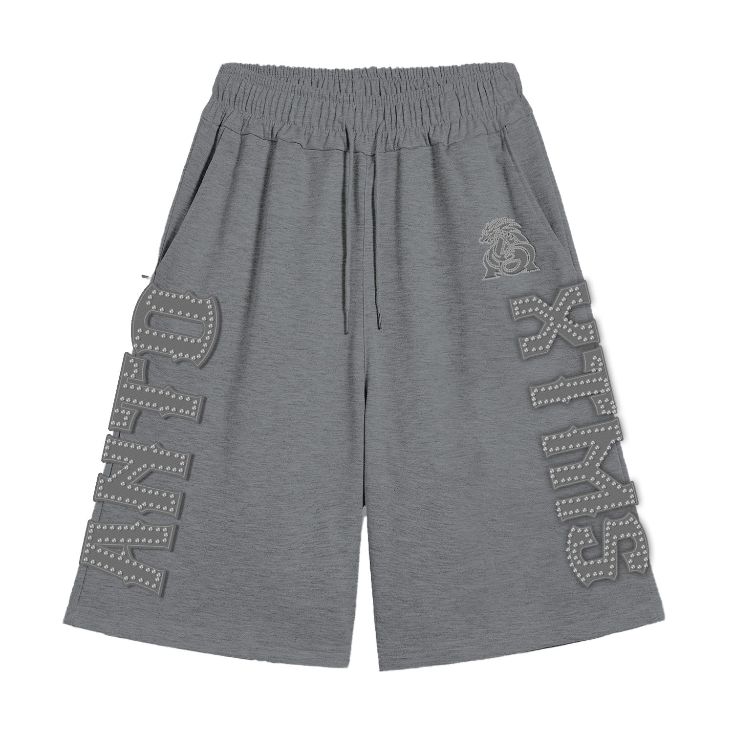 ANTOXTMS ash grey rhinestone shorts