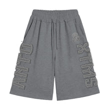 ANTOXTMS ash grey rhinestone shorts