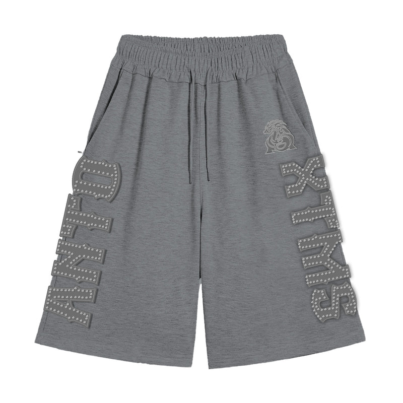 ANTOXTMS ash grey rhinestone shorts