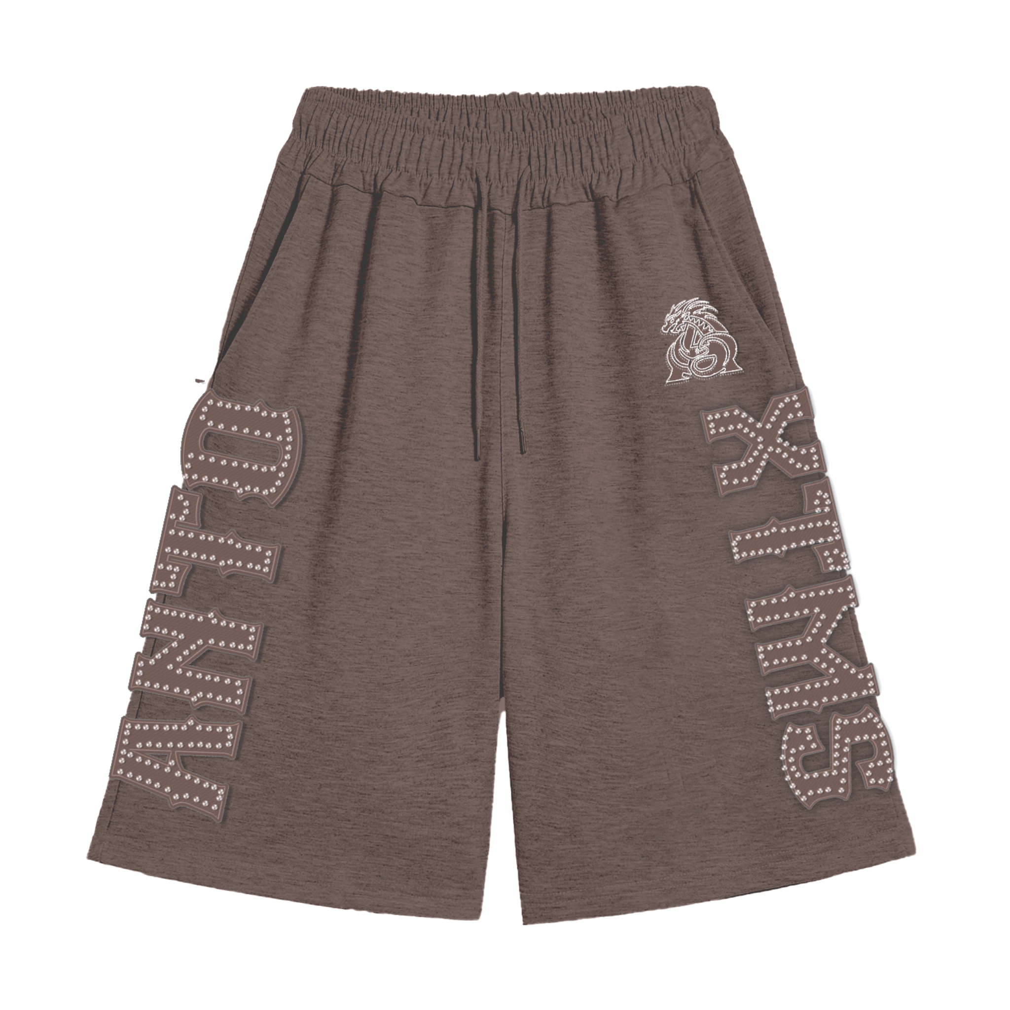 ANTOXTMS brown rhinestone shorts