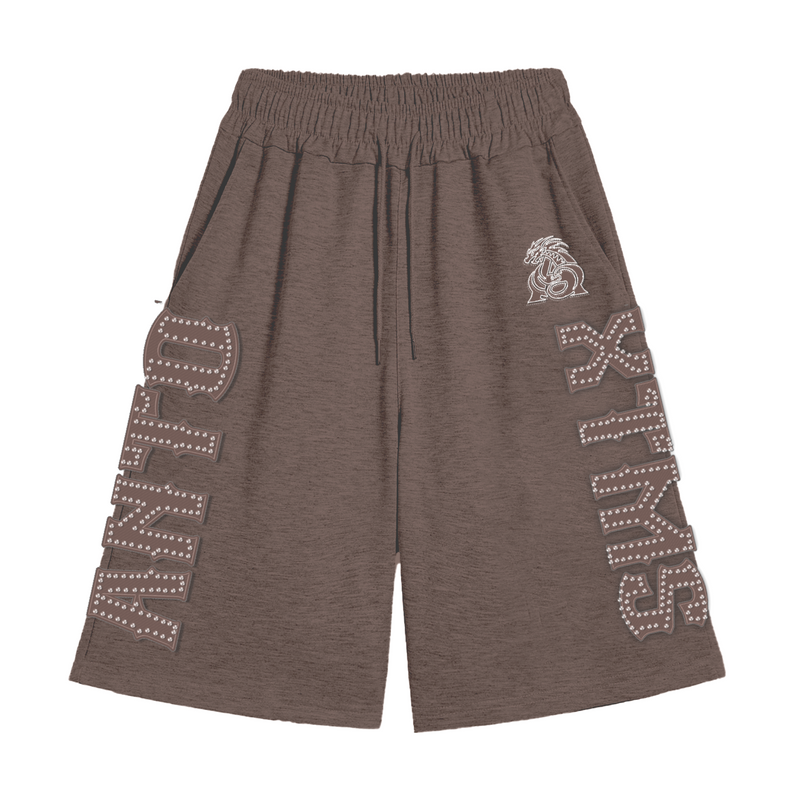ANTOXTMS brown rhinestone shorts